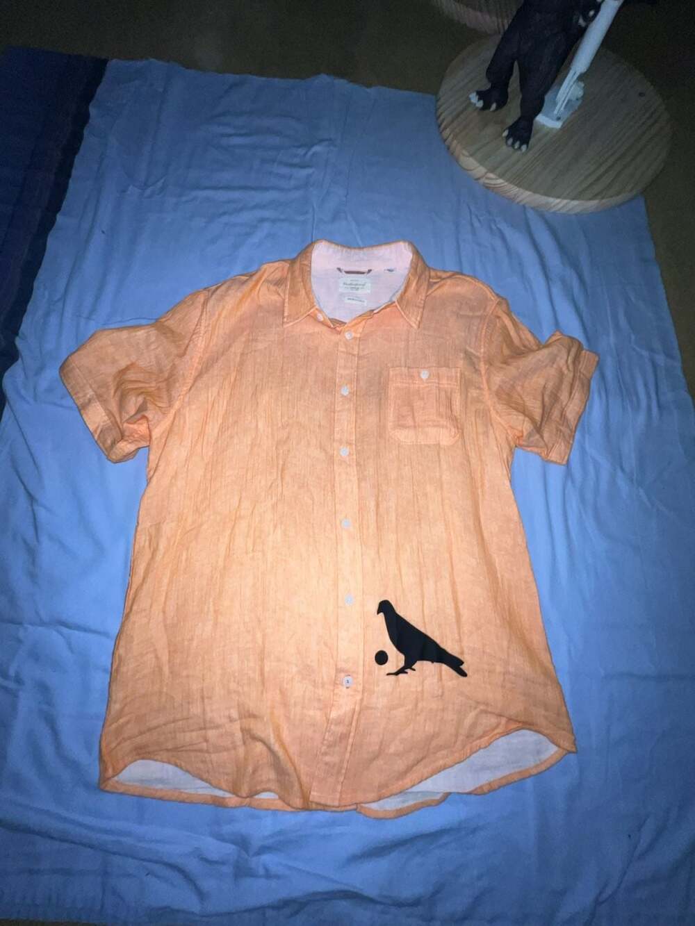 Custom Pigeons Playing Ping  Short Sleeve Button Down Shirt with Bird Graphic